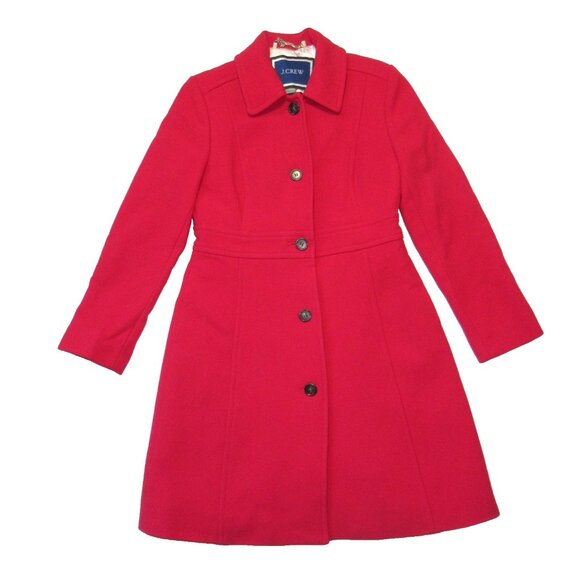 NWT J.Crew Classic Lady Day Coat in Bright Cherry Italian Doublecloth Wool 6P - Picture 2 of 7
